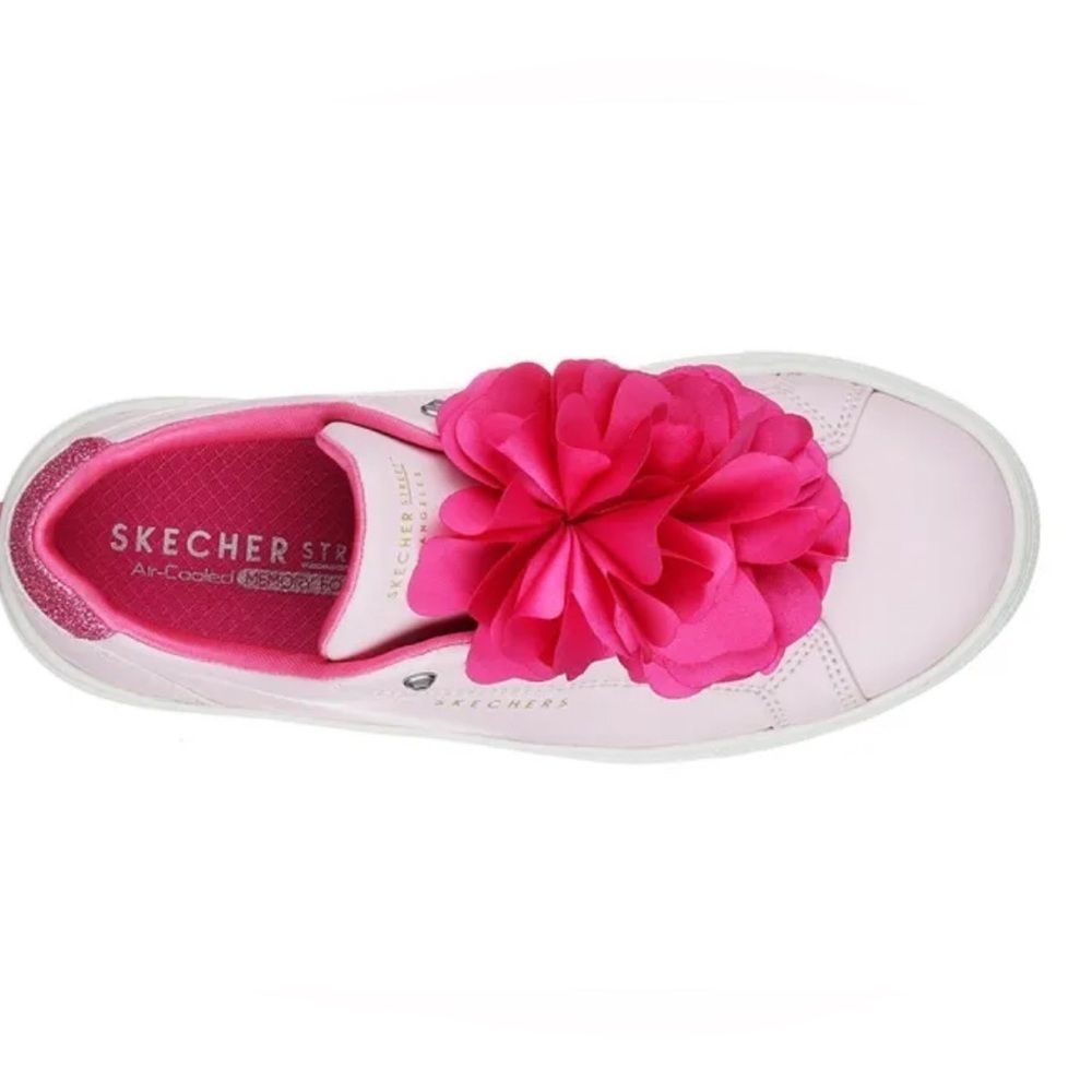 Pink Sketcher Sneakers with Floral Detail - Size 4